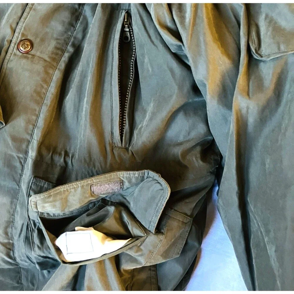 St Johns Bay Vintage Winter Jacket Hooded M Army Green Removable Liner Quilted